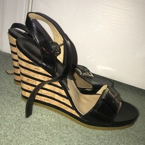Michael Kors Patent Leather Cork Striped Wedge